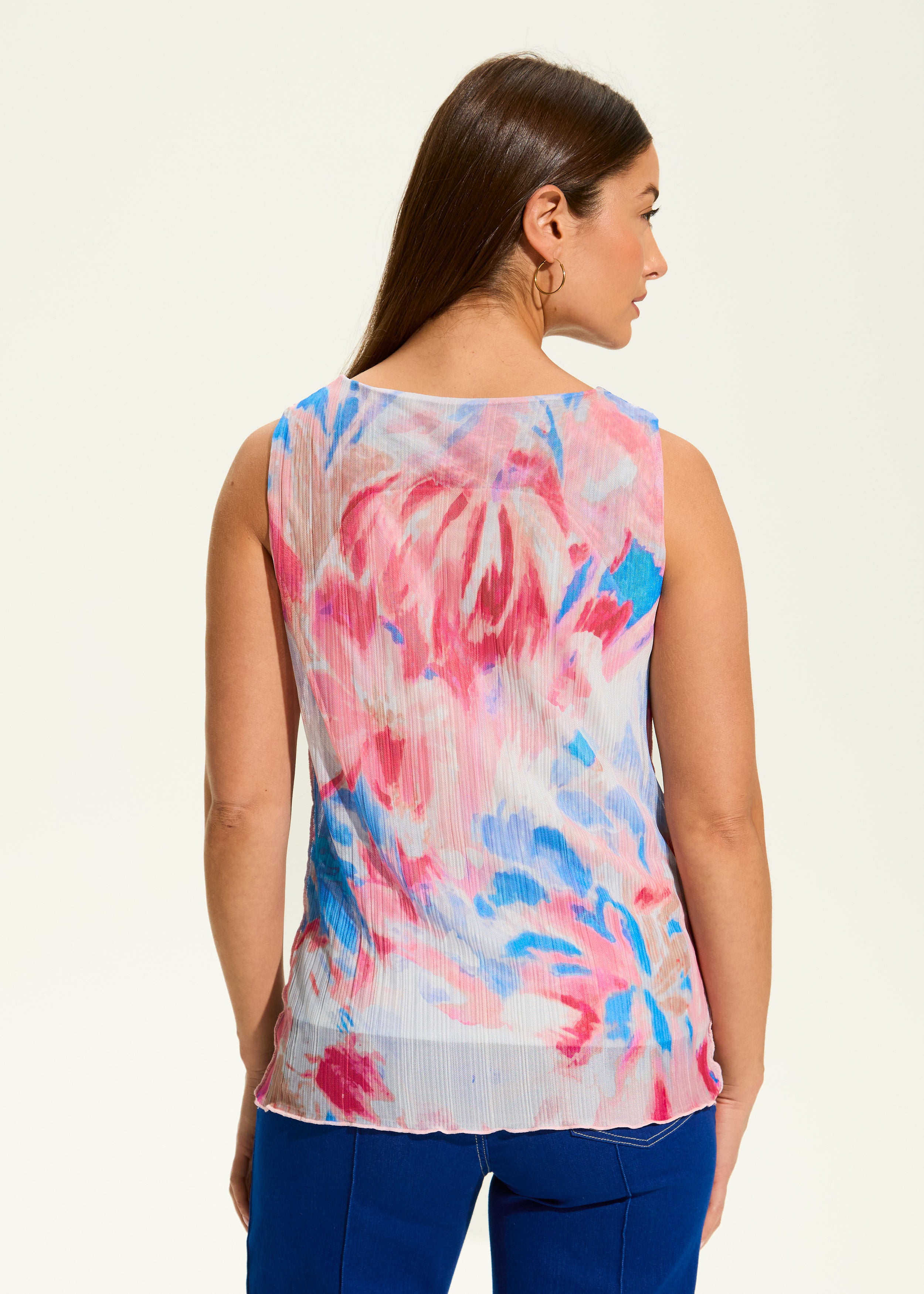 Crinkle Pleated Mesh Top