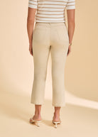 Back view of cream pants with patch pockets and fitted crop leg by French Dressing Jeans (FDJ)