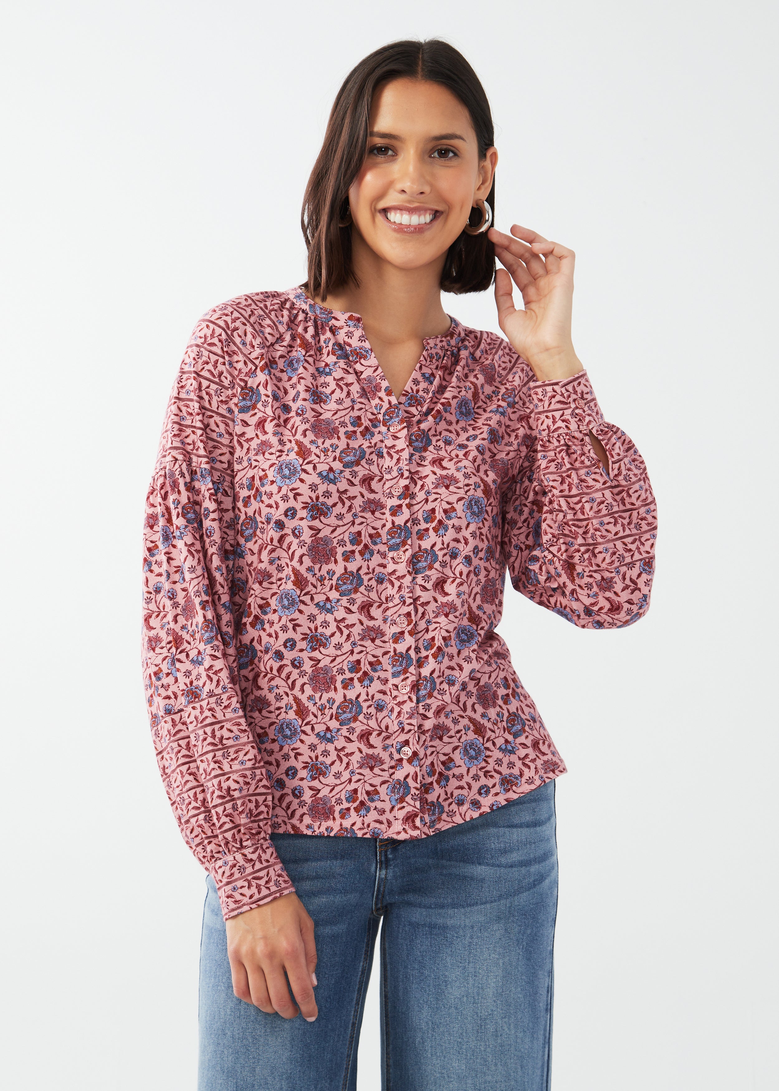 PRINTED KNIT LONG SLEEVE SHIRT