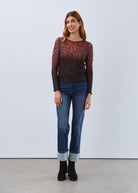 long sleeve boat neck top