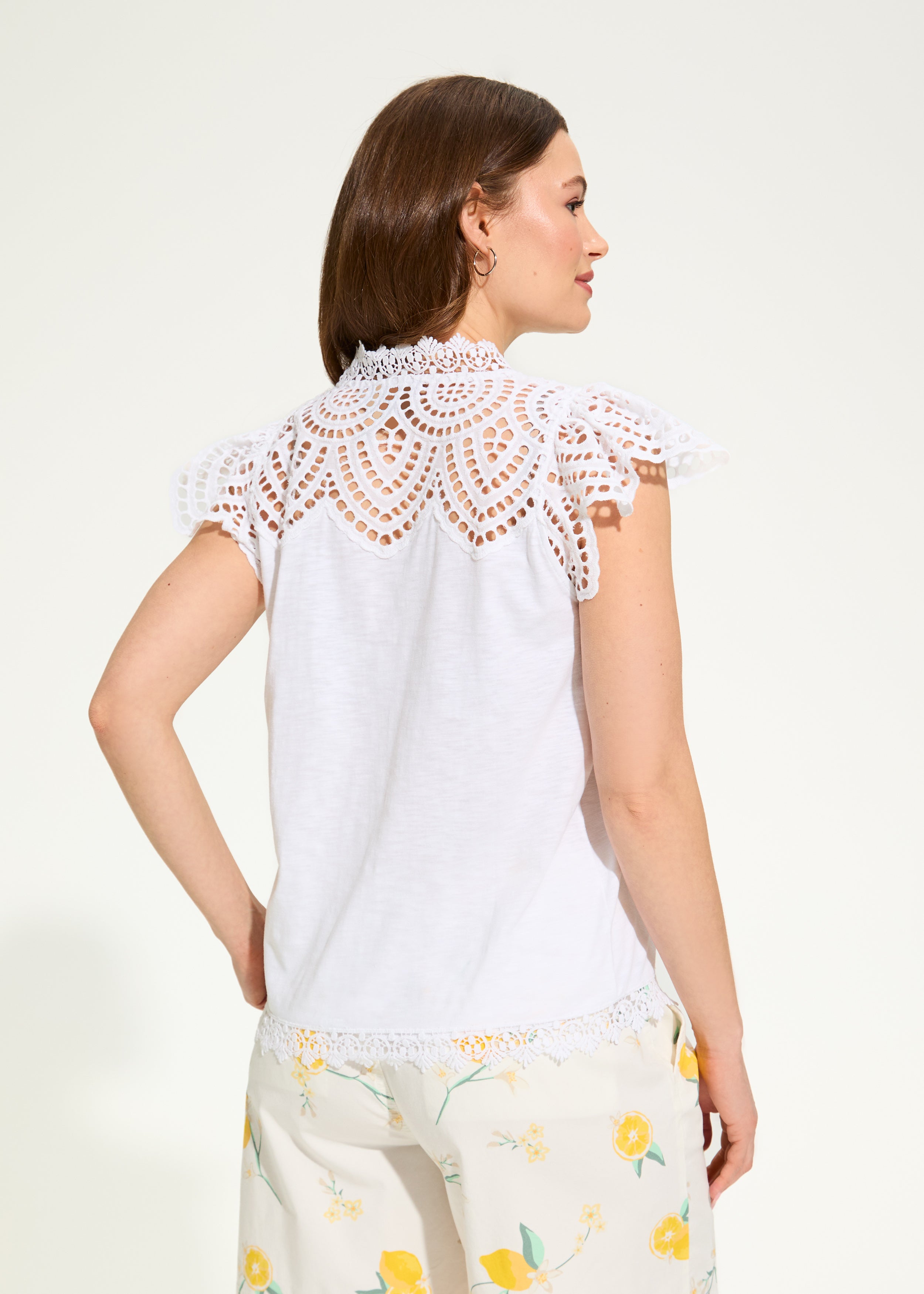 Flutter Sleeve Placed Eyelet Top