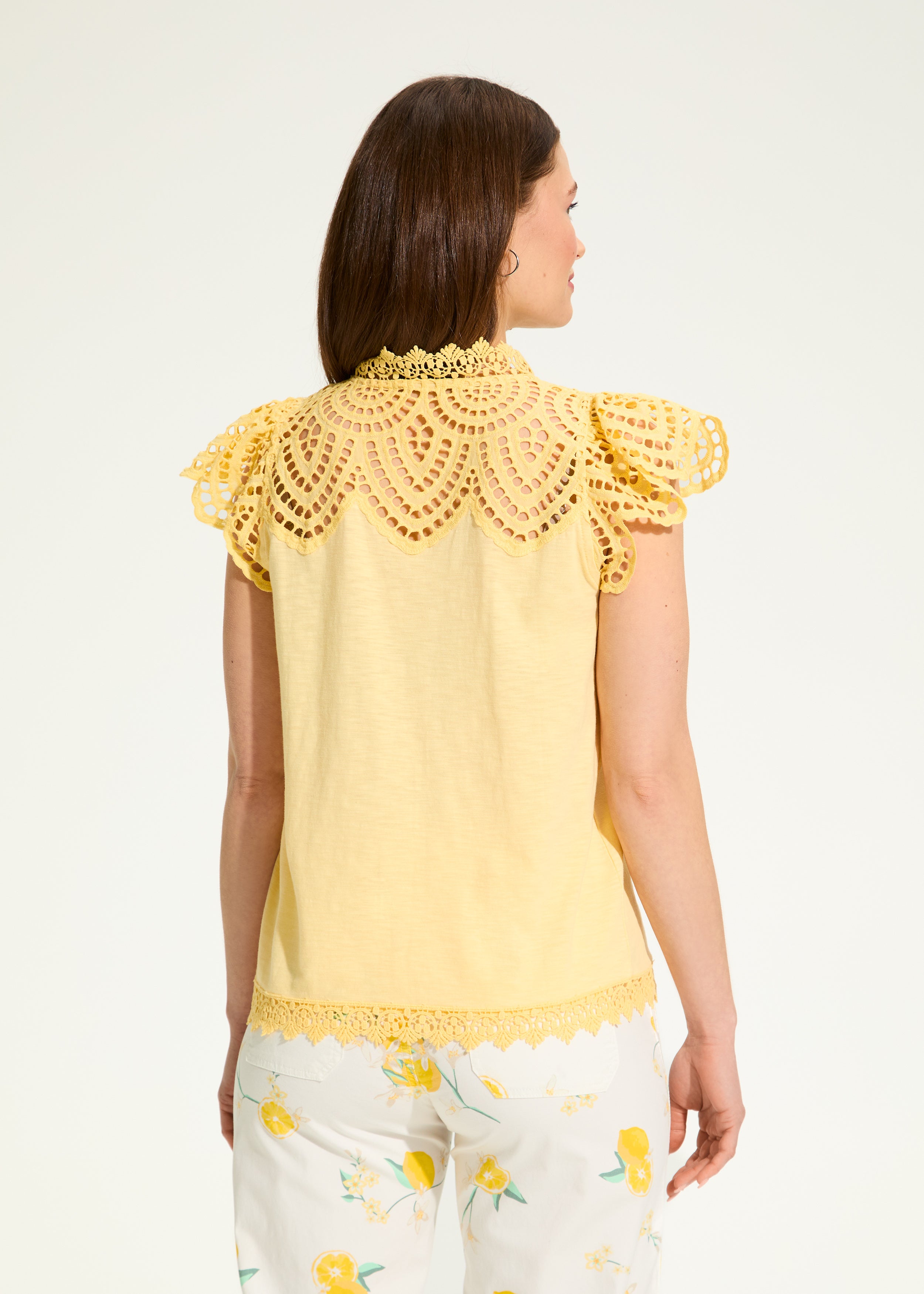 Flutter Sleeve Placed Eyelet Top
