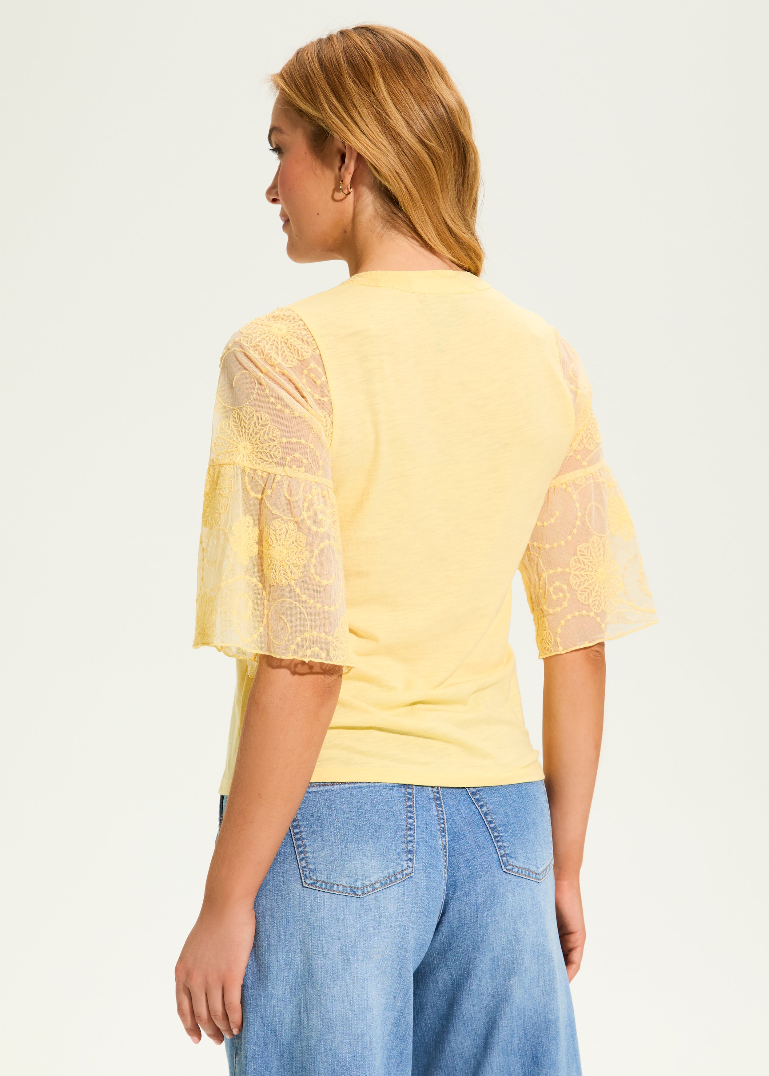 Mesh Bell Sleeve Top