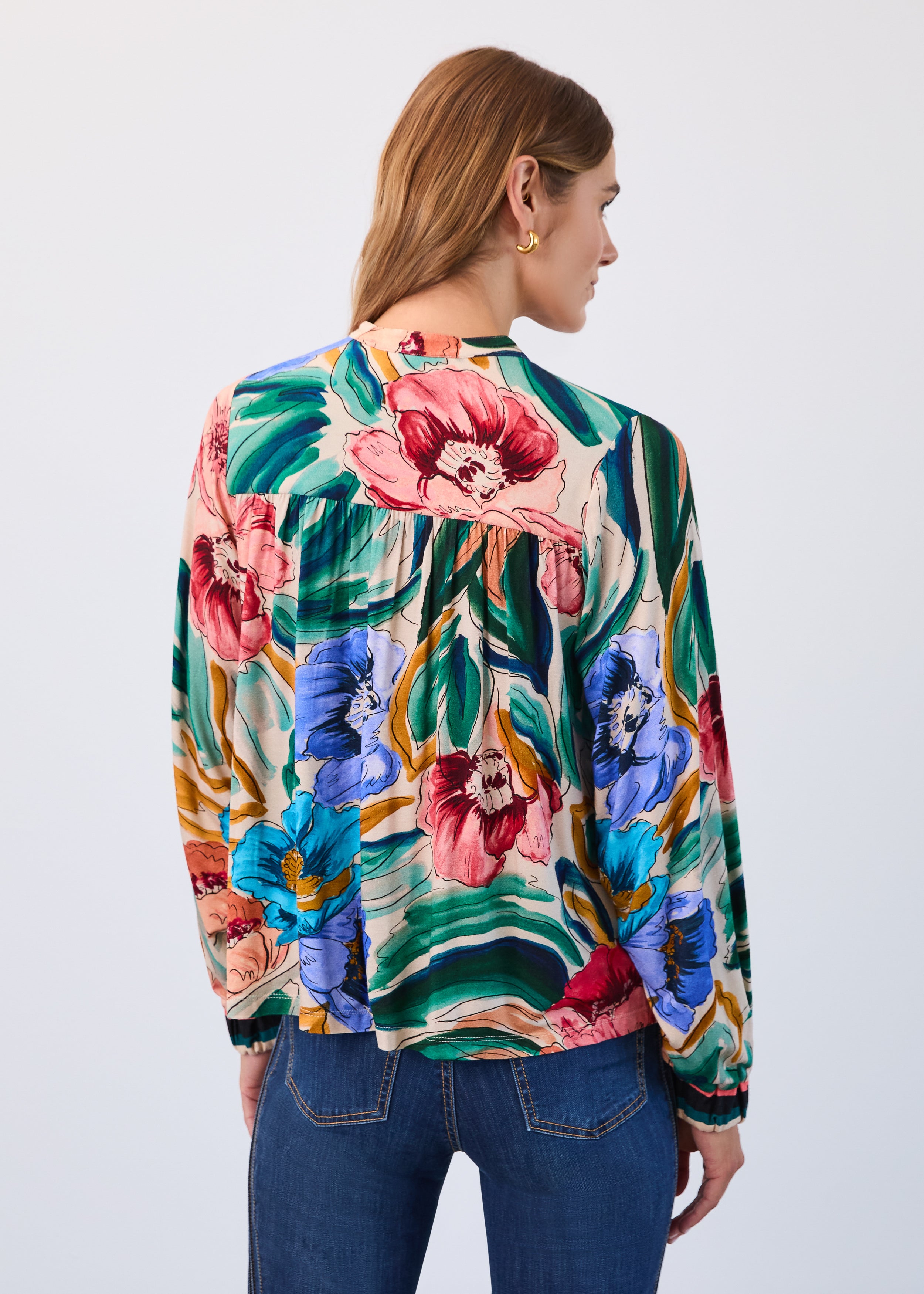 Long sleeve border striped top