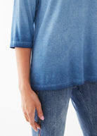 3-4 SLEEVE V NECK GARMENT DYE TOP