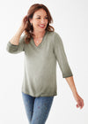 3-4 SLEEVE V NECK GARMENT DYE TOP