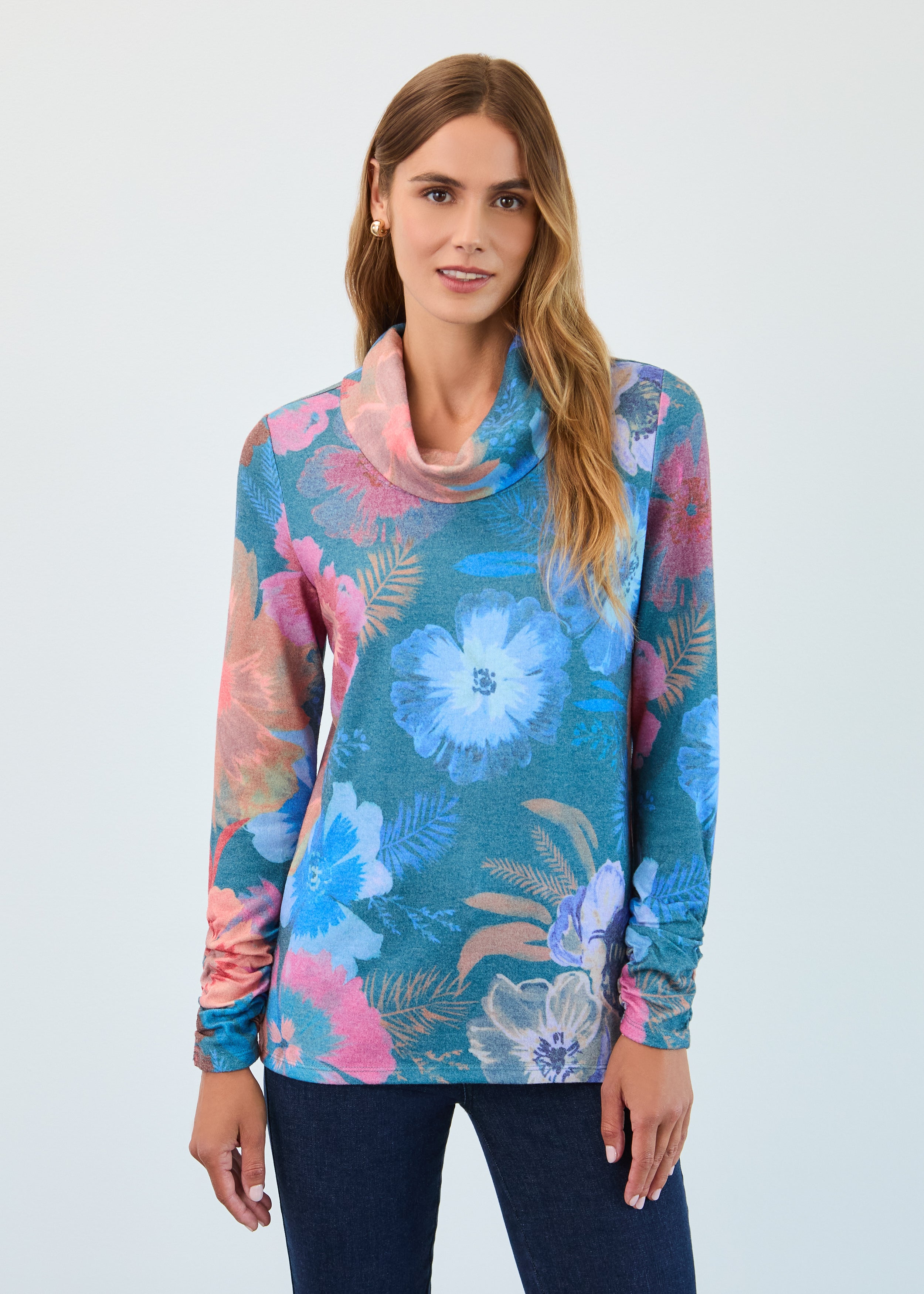 トップス doublet SEE-THROU GH PRINT LONG SLEEVE Long-Sleeve Cowl Neck Top – French Dressing Jeans Inc.