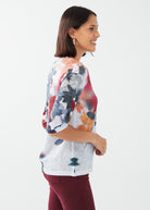 printed drop shoulder 3-4 sleeve top