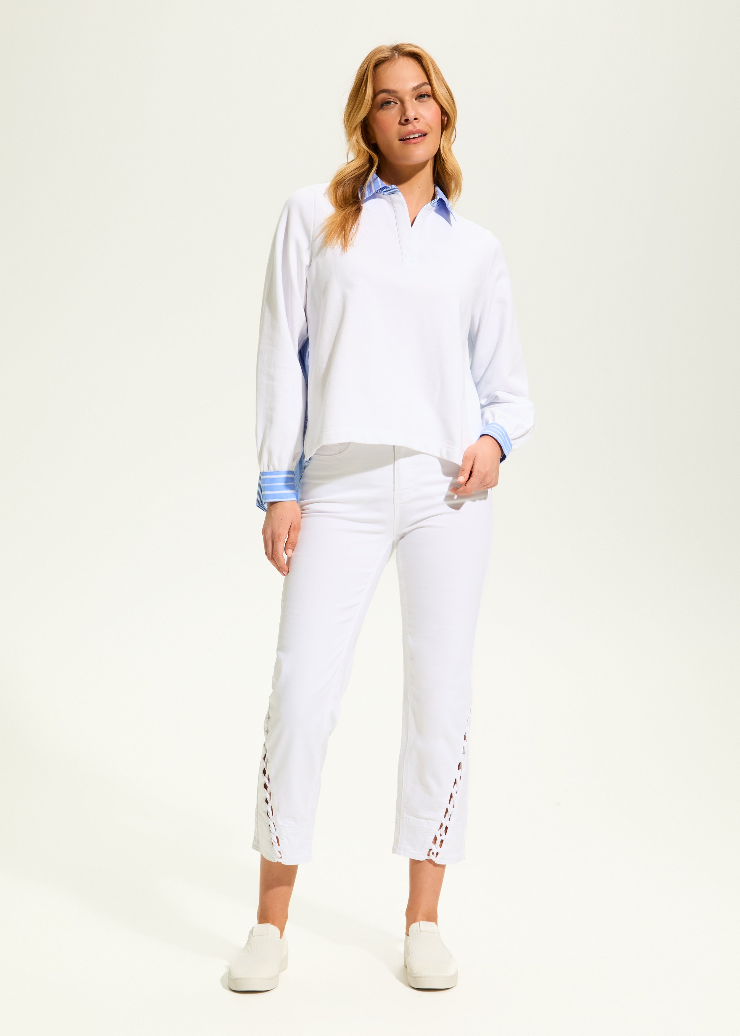 Mixed-Media Sweatshirt, White – French Dressing Jeans Inc.