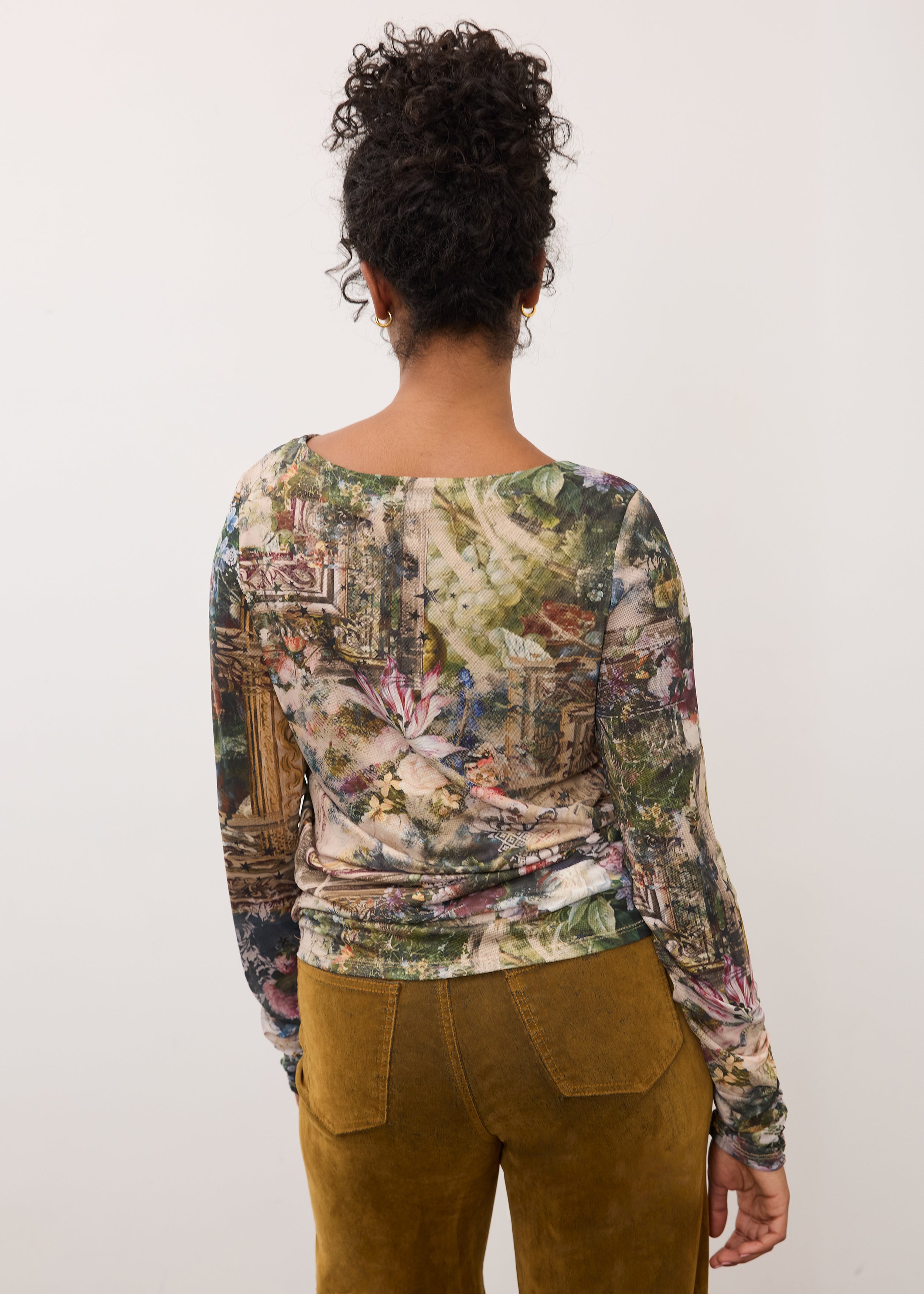 Back view of floral print top highlighting detailed design and relaxed fit by French Dressing Jeans (FDJ)