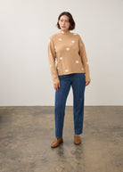 Full body view highlighting dark wash jeans with straight leg silhouette by French Dressing Jeans (FDJ) par French Dressing Jeans (FDJ)