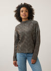 Front view of brown long sleeve top with patterned texture by French Dressing Jeans (FDJ)
