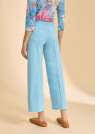 Pacific Blue wide-leg pants back view showing patch pockets by French Dressing Jeans (FDJ)