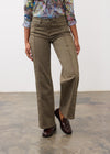Front view of women's maple wide leg denim with front patch pockets and smooth drape by French Dressing Jeans (FDJ)