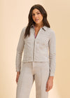 Taupe jacket front view with zip closure by French Dressing Jeans (FDJ)