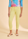 Close-up of yellow skinny pants with front pockets by French Dressing Jeans (FDJ)