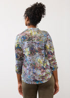 Back view of 3/4 sleeve top in Renaissance Bouquet pattern highlighting full back design by French Dressing Jeans (FDJ)