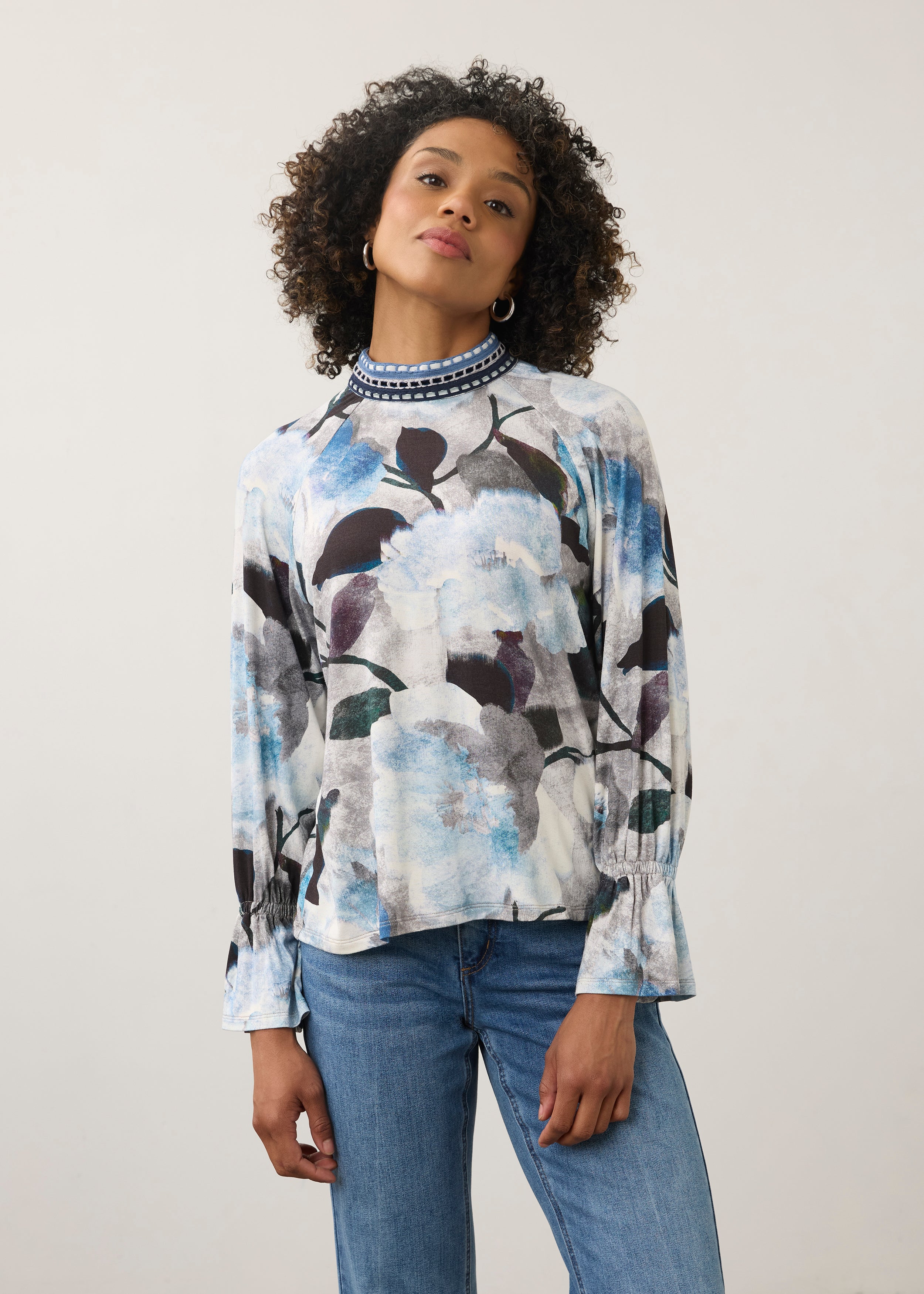 Rebe 3/4 Sleeve Embellished Top, Rebecca Floral image 9 by French Dressing Jeans (FDJ)