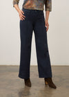 Front view of navy wide-leg denim with mid-rise waist by French Dressing Jeans (FDJ) par French Dressing Jeans (FDJ)