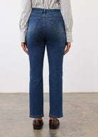 Back detail of Pull-On Straight Leg Denim in Hout, featuring back patch pockets and straight leg cut by French Dressing Jeans (FDJ)