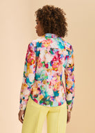Back view of floral split neck shirt showcasing colorful pattern by French Dressing Jeans (FDJ)