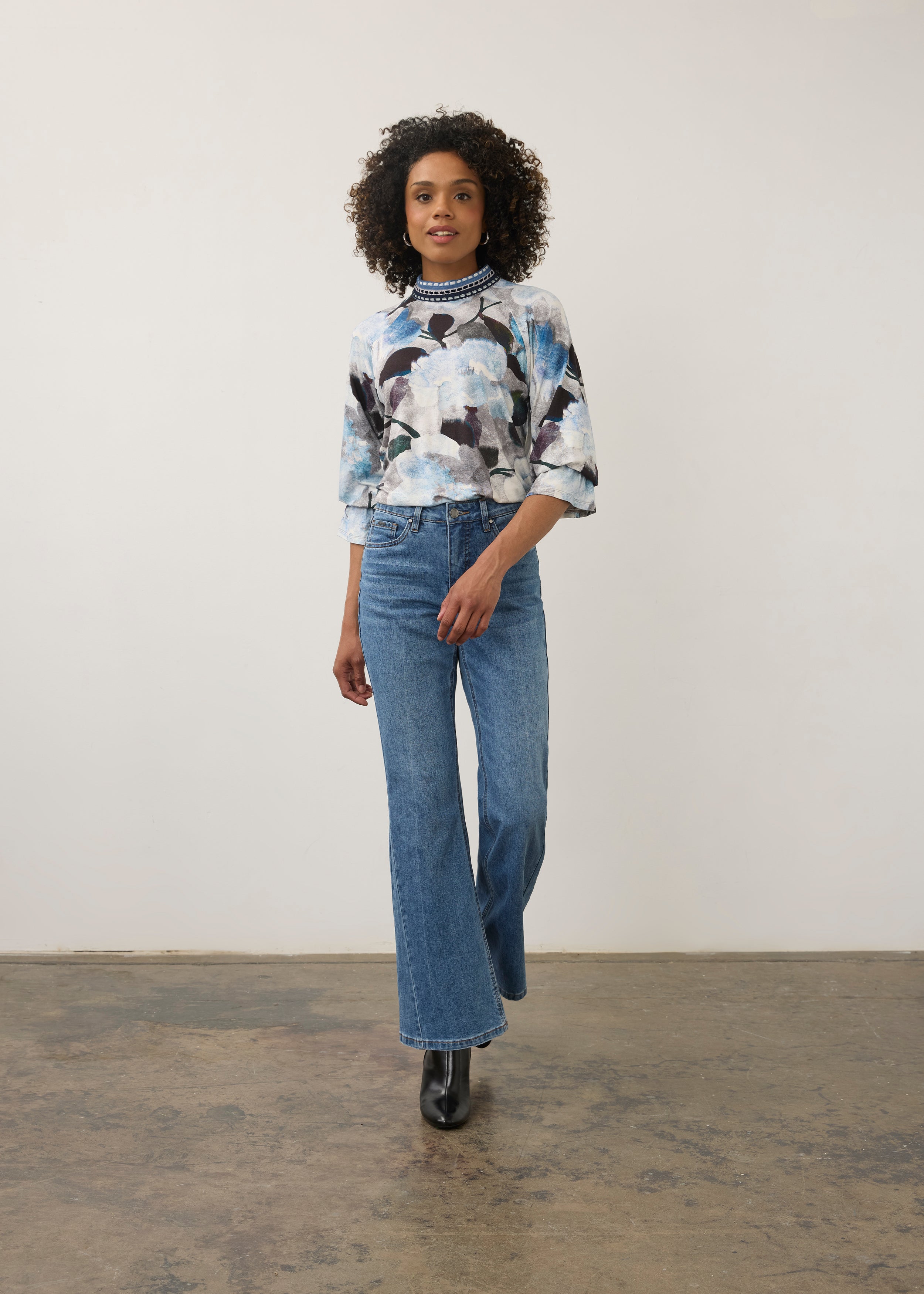 Rebe 3/4 Sleeve Embellished Top, Rebecca Floral image 12 by French Dressing Jeans (FDJ)