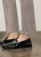 Detail shot of grey straight ankle denim leg slit by French Dressing Jeans (FDJ) par French Dressing Jeans (FDJ)