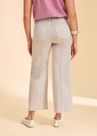 Taupe wide-leg pants back view showing patch pockets by French Dressing Jeans (FDJ)