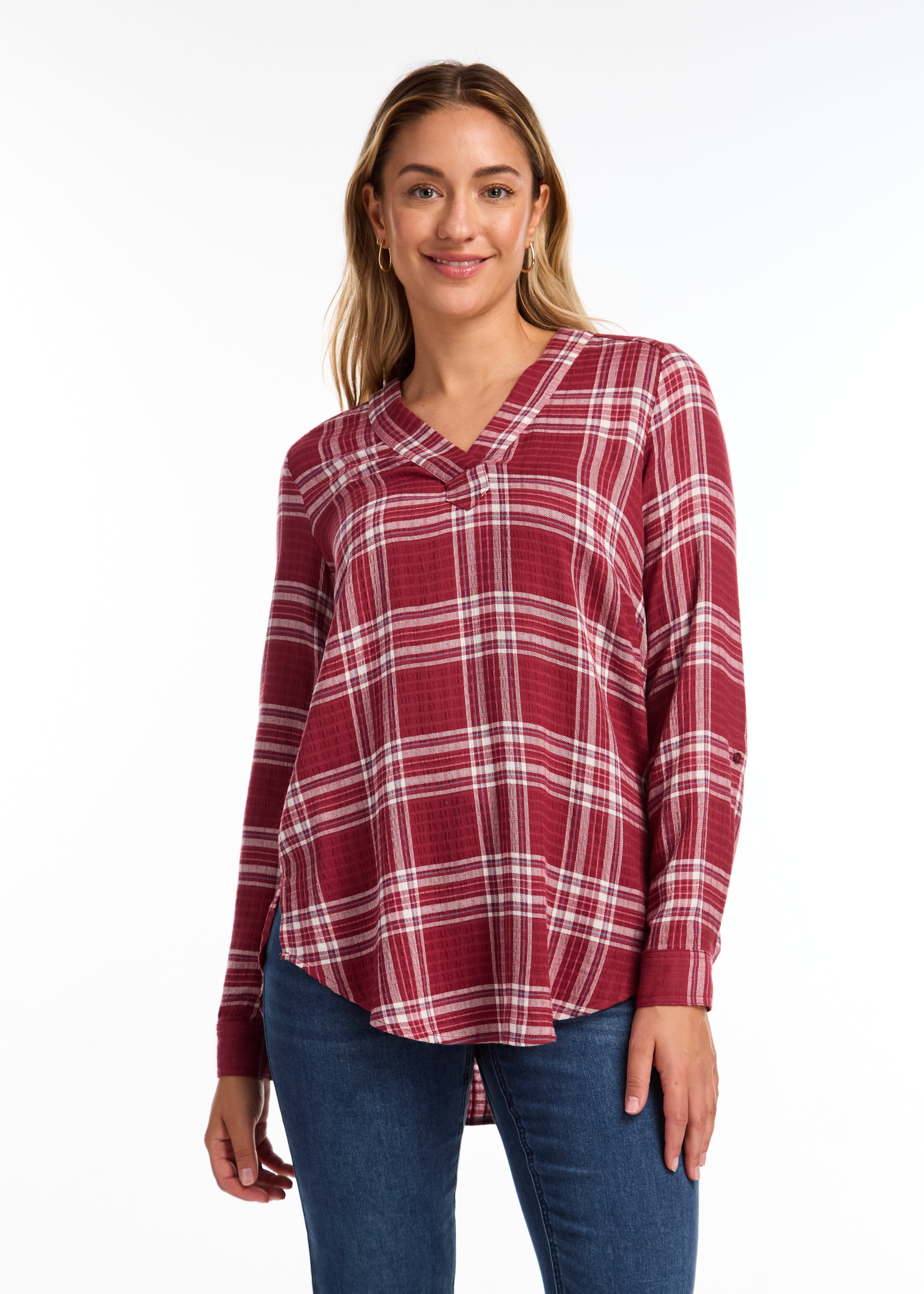 POPOVER CHECK TEXTURED TUNIC