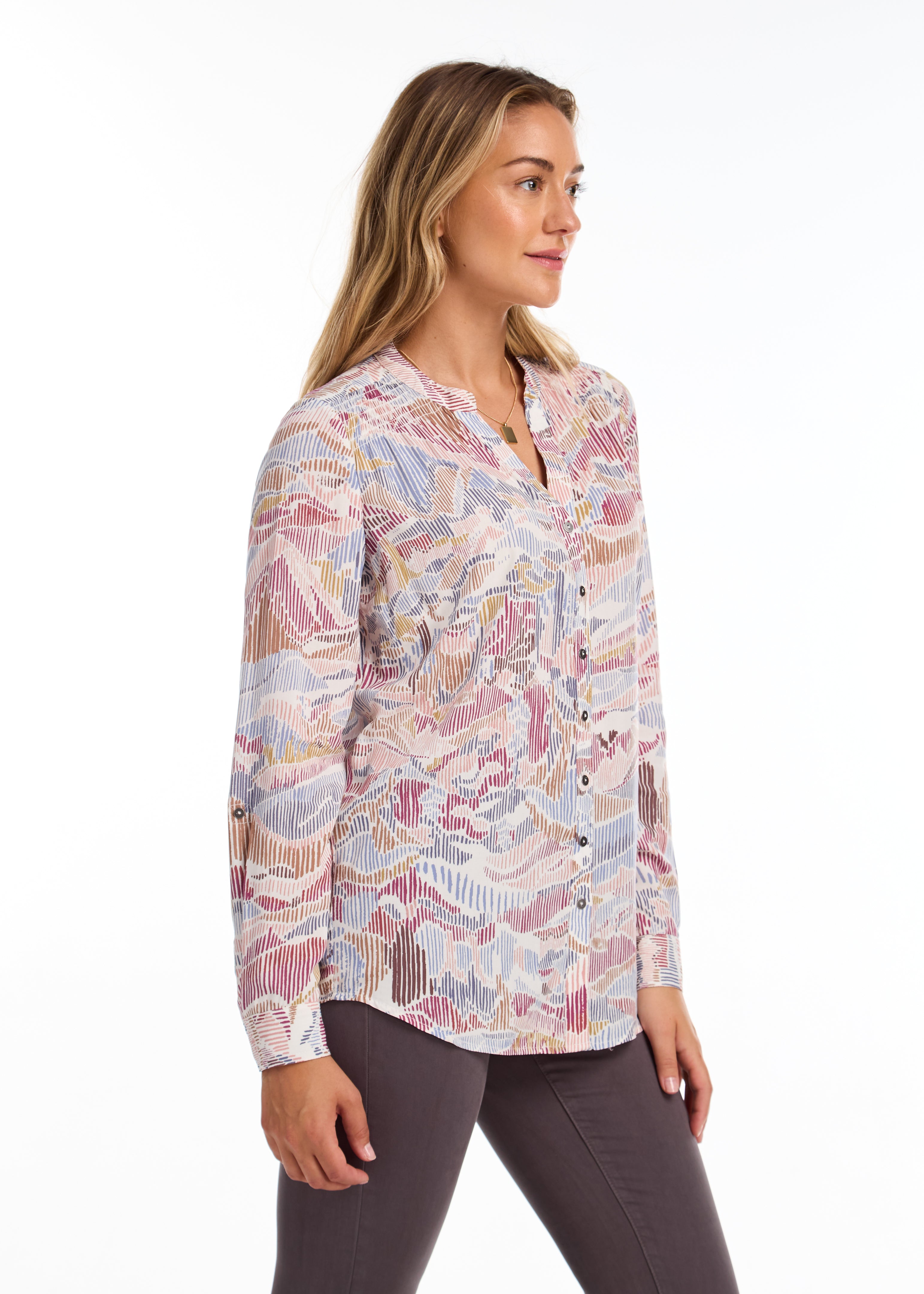 ROLL UP SLEEVE PRINTED SHIRT