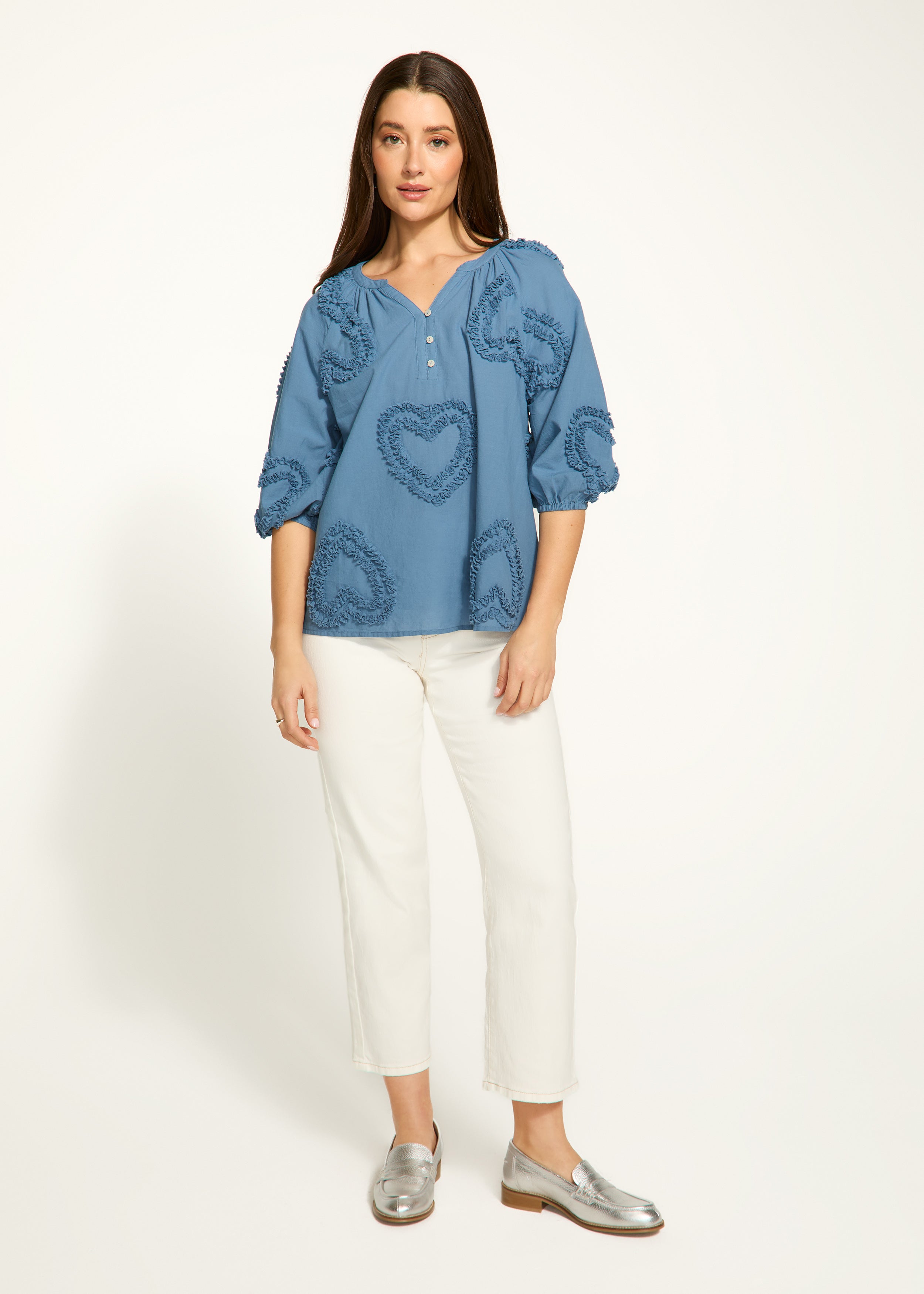Embellished Cotton Blouse, Navy – French Dressing Jeans Inc.