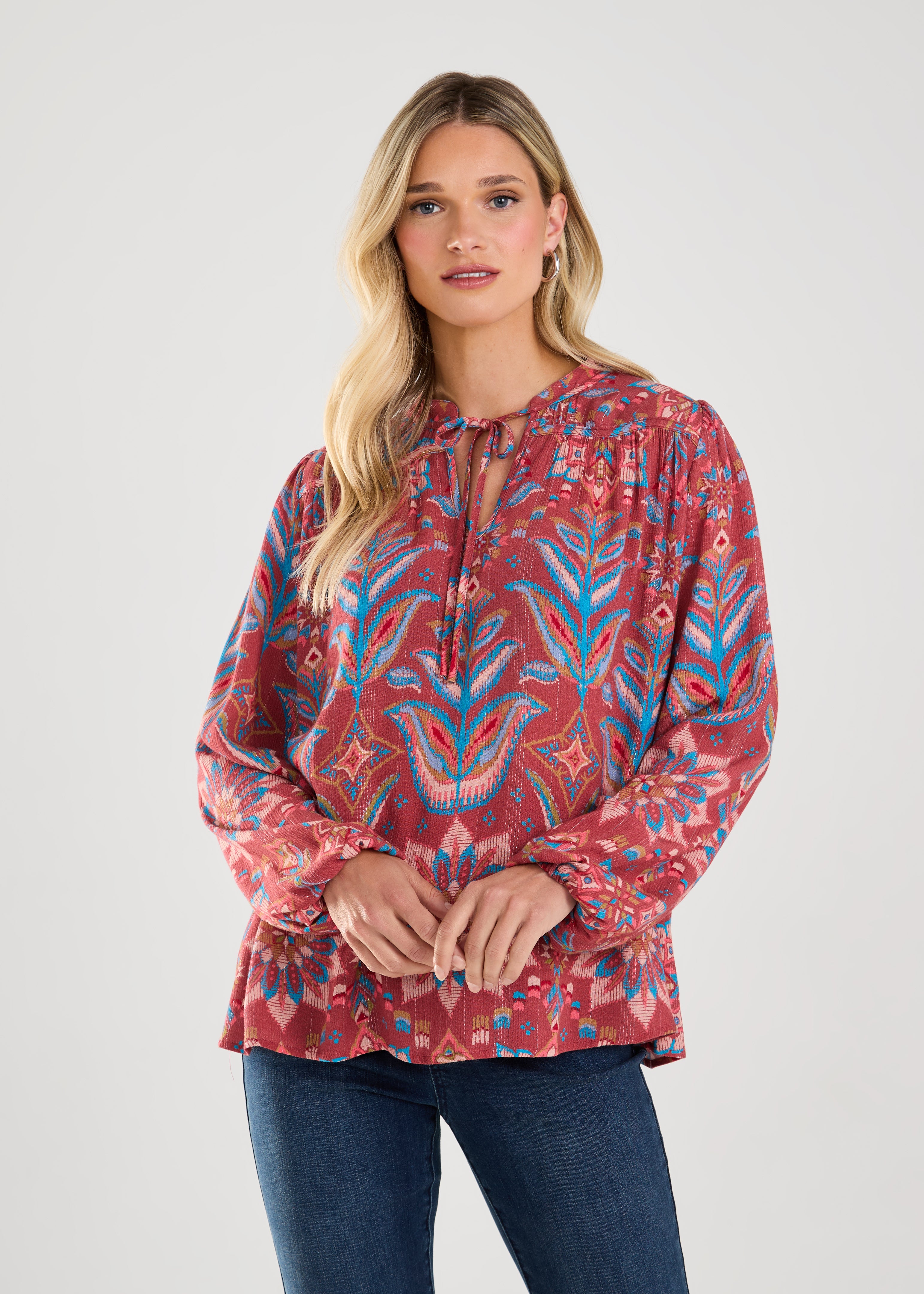 LONG SLEEVE TIE-UP BLOUSE