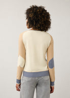 Back view of colorblock sweater showing seamless design by French Dressing Jeans (FDJ)