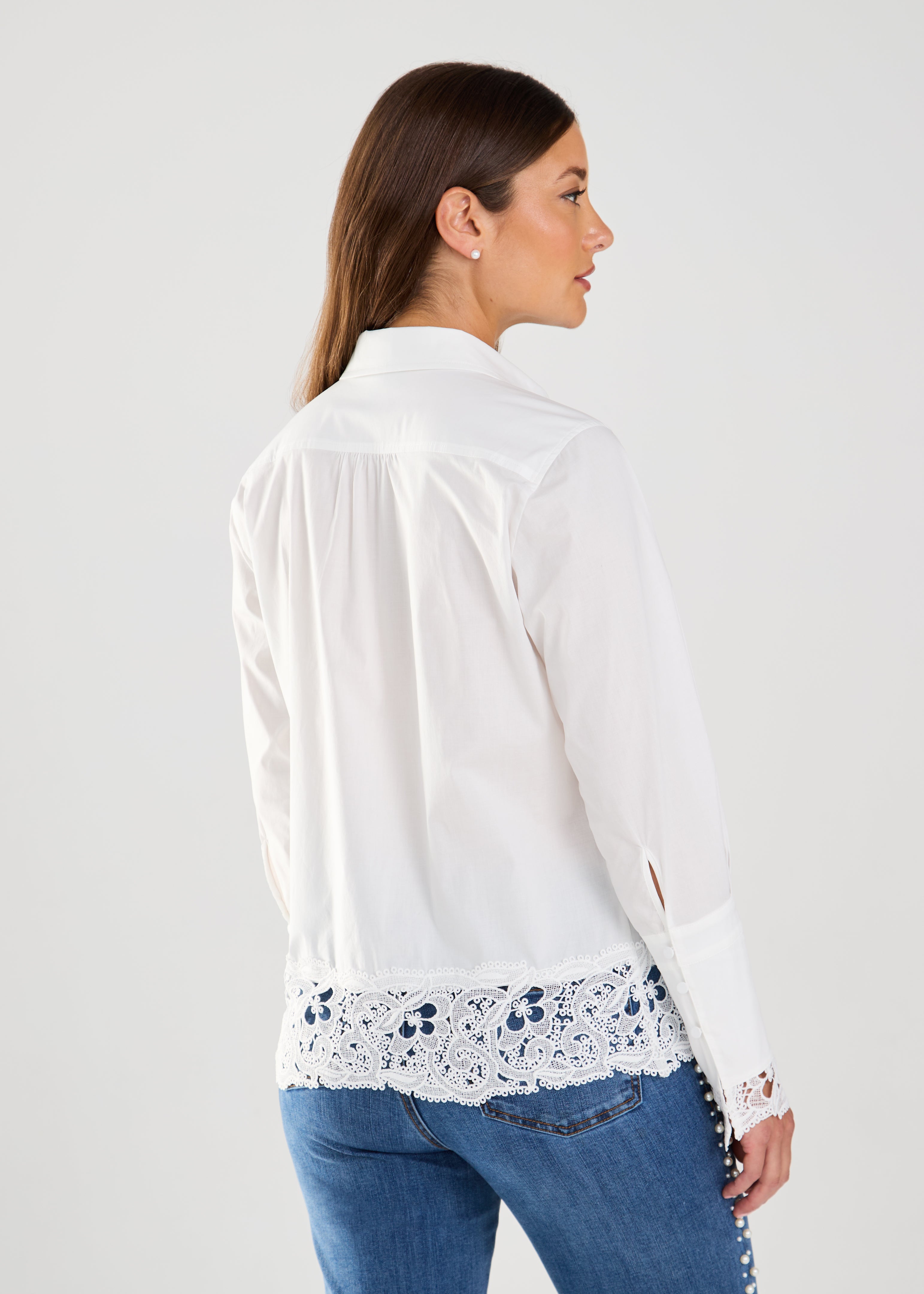 LONG SLEEVE LACE DETAIL SHIRT