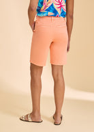Back view of peach Petite Suzanne shorts, showing clean back pocket styling by French Dressing Jeans (FDJ)