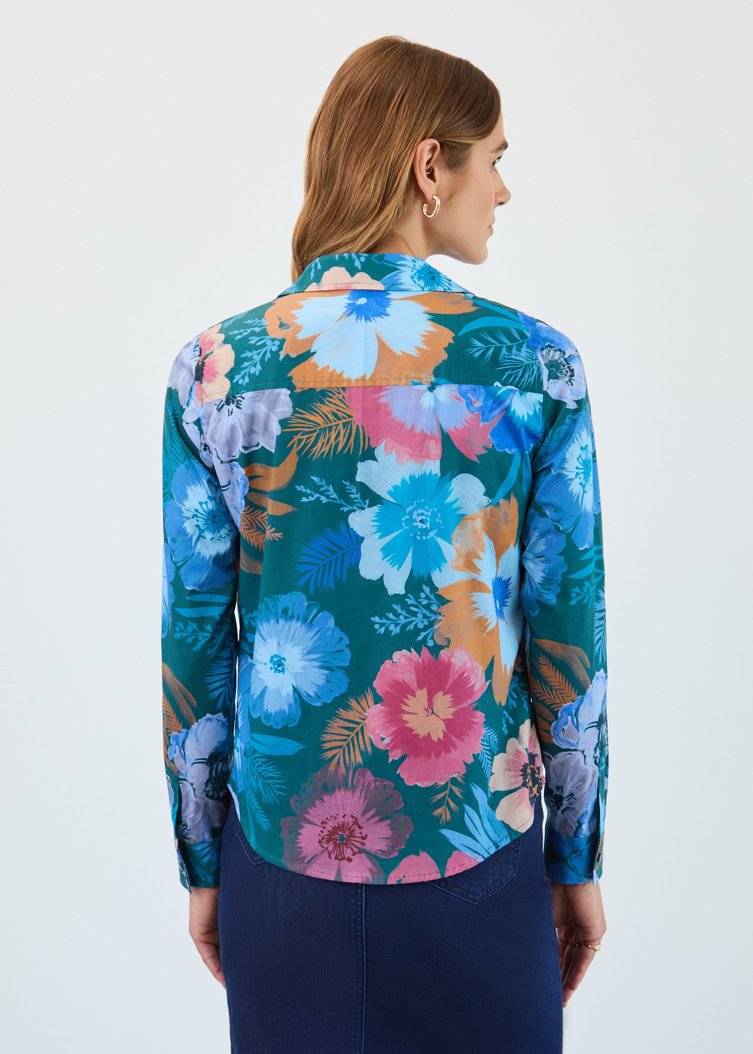 Long sleeve split neck shirt