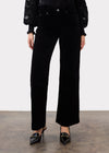 Front view of black Olivia wide leg pants showing mid-rise and front pockets by French Dressing Jeans (FDJ)
