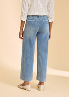 Back view of light blue wide-leg jeans with welt pockets by French Dressing Jeans (FDJ)