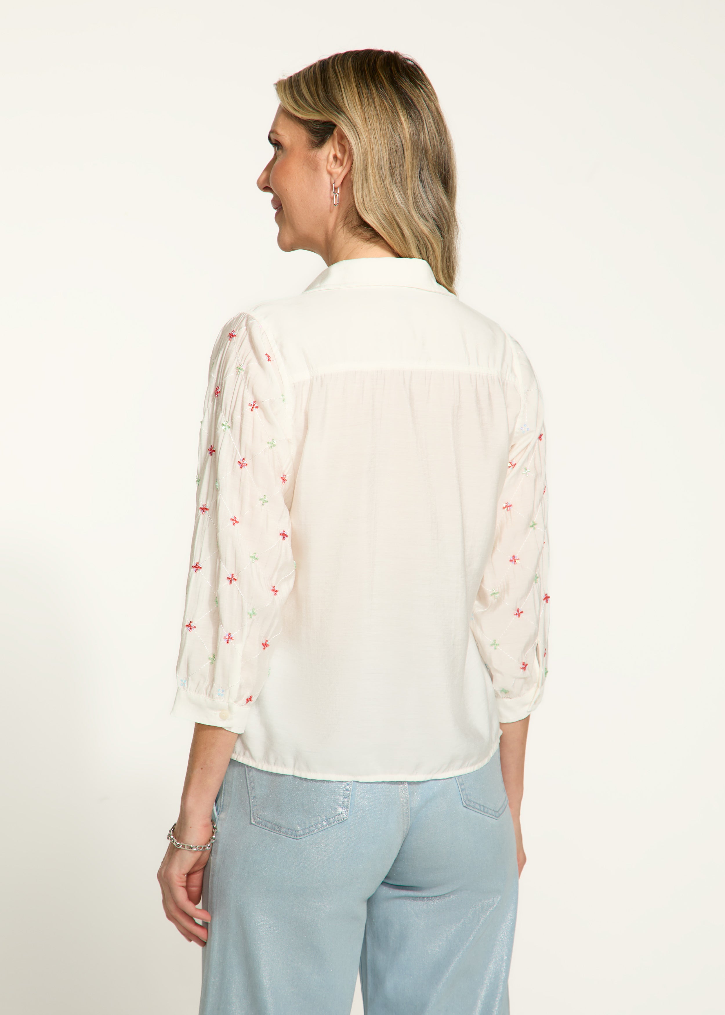 Embellished sleeve shirt