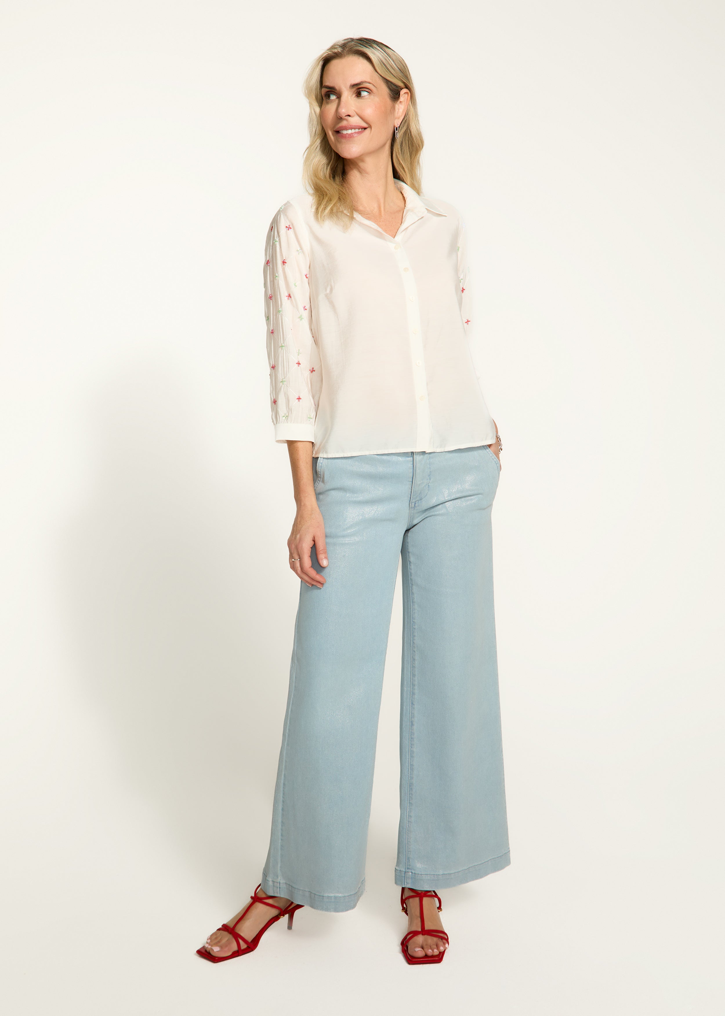 Embellished sleeve shirt