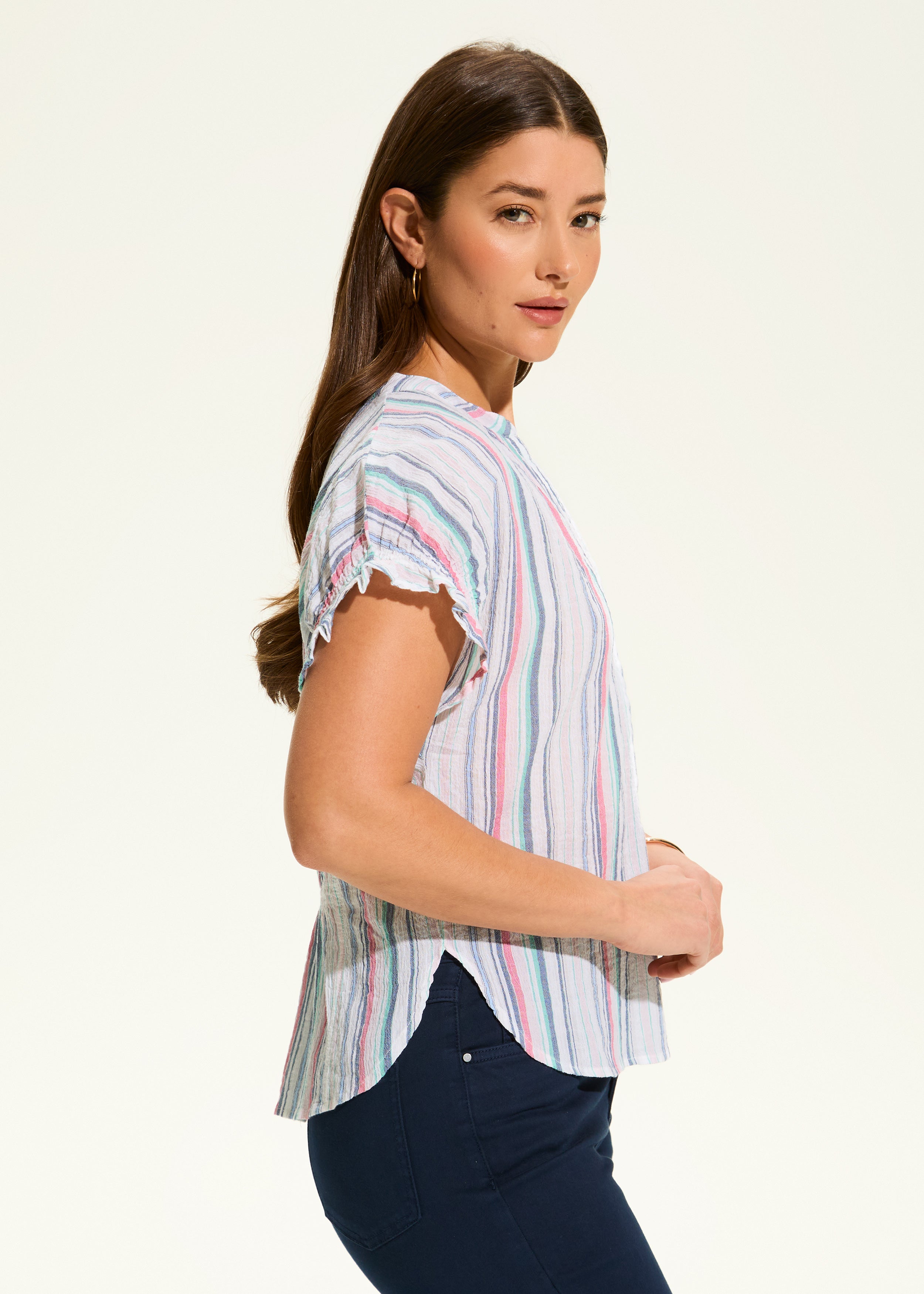 Crinkle Striped Top