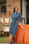 Robe/Doudoune en jean midi