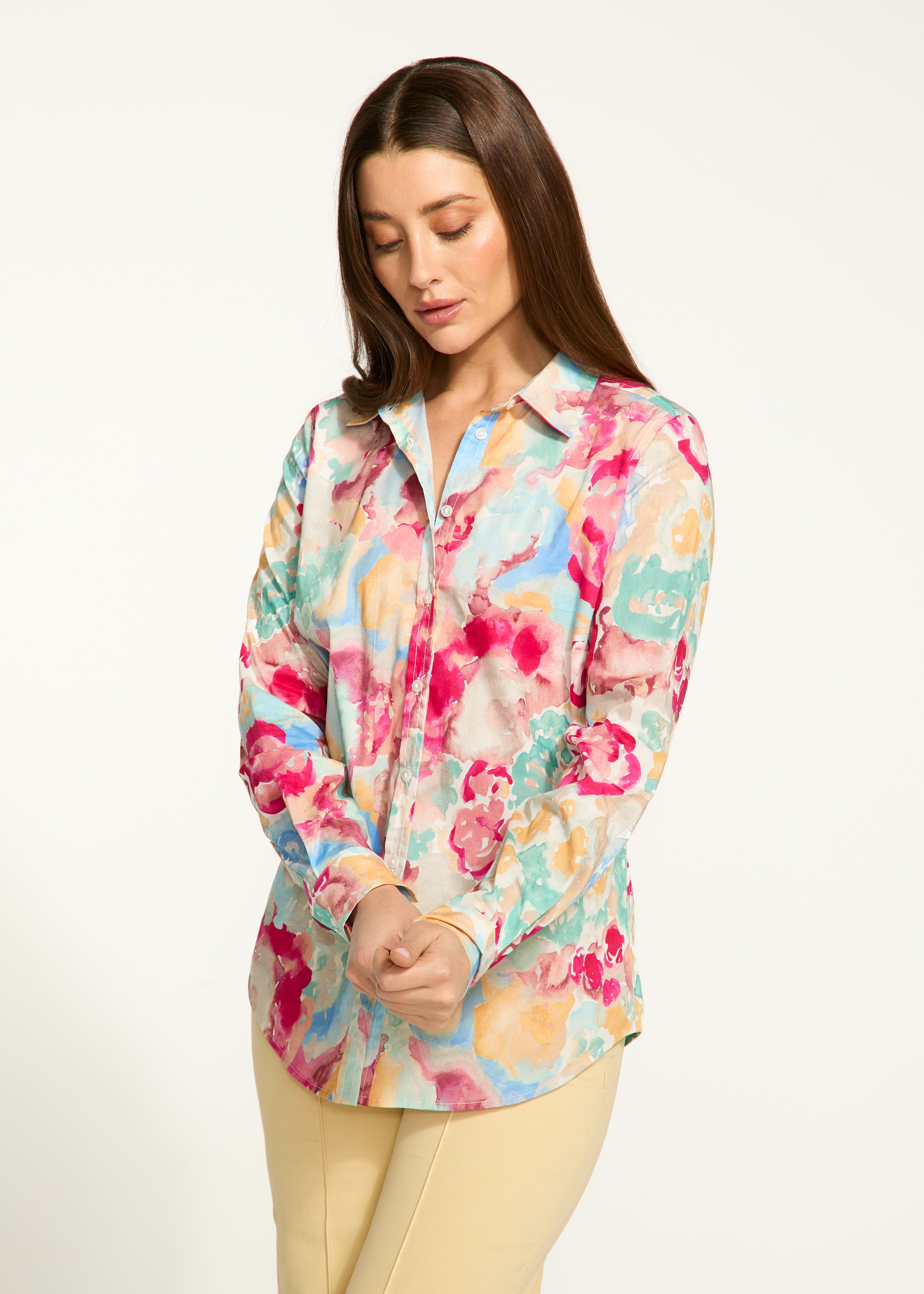 Printed classic long sleeve shirt