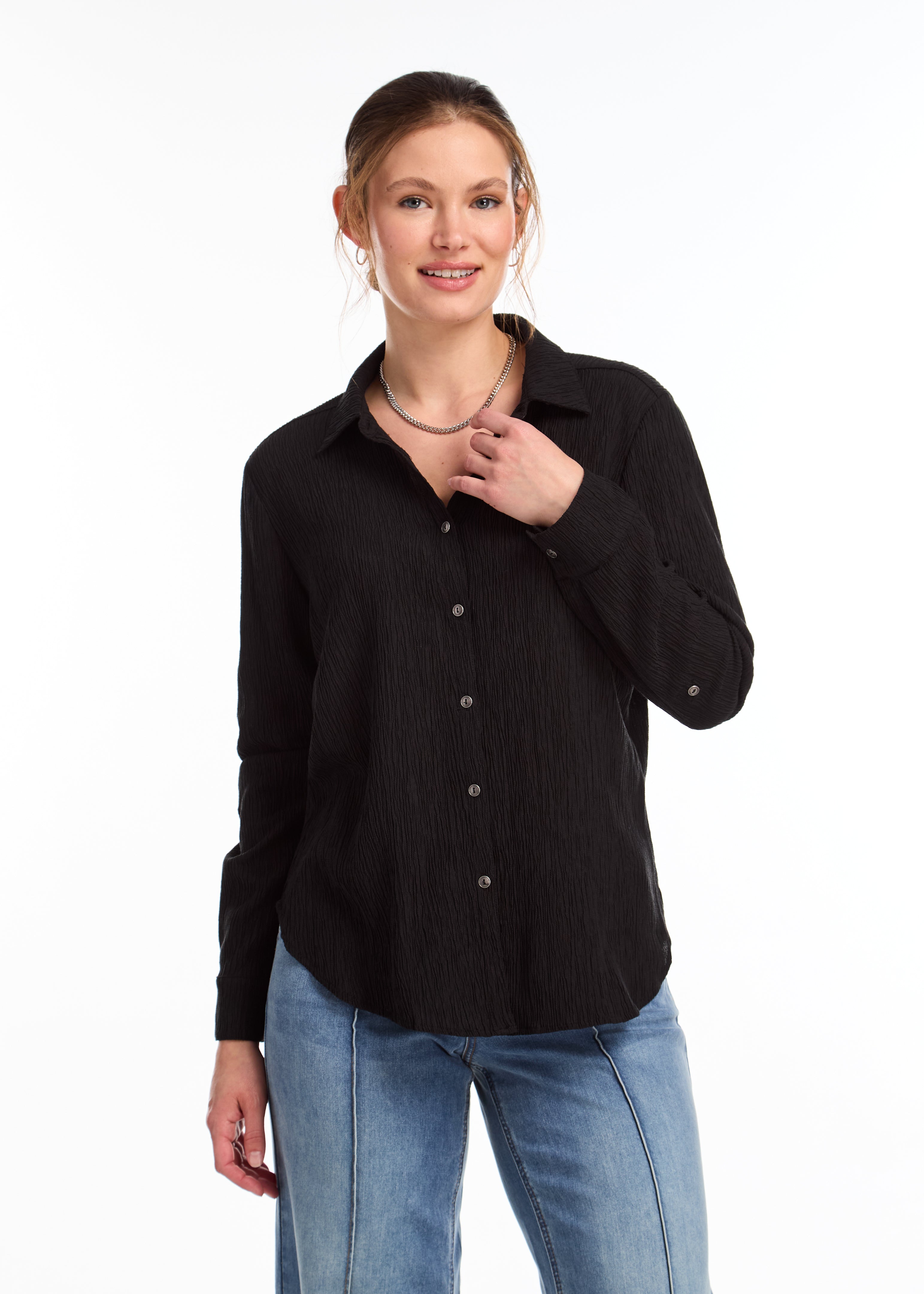 Roll Up Sleeve Crinkle Shirt