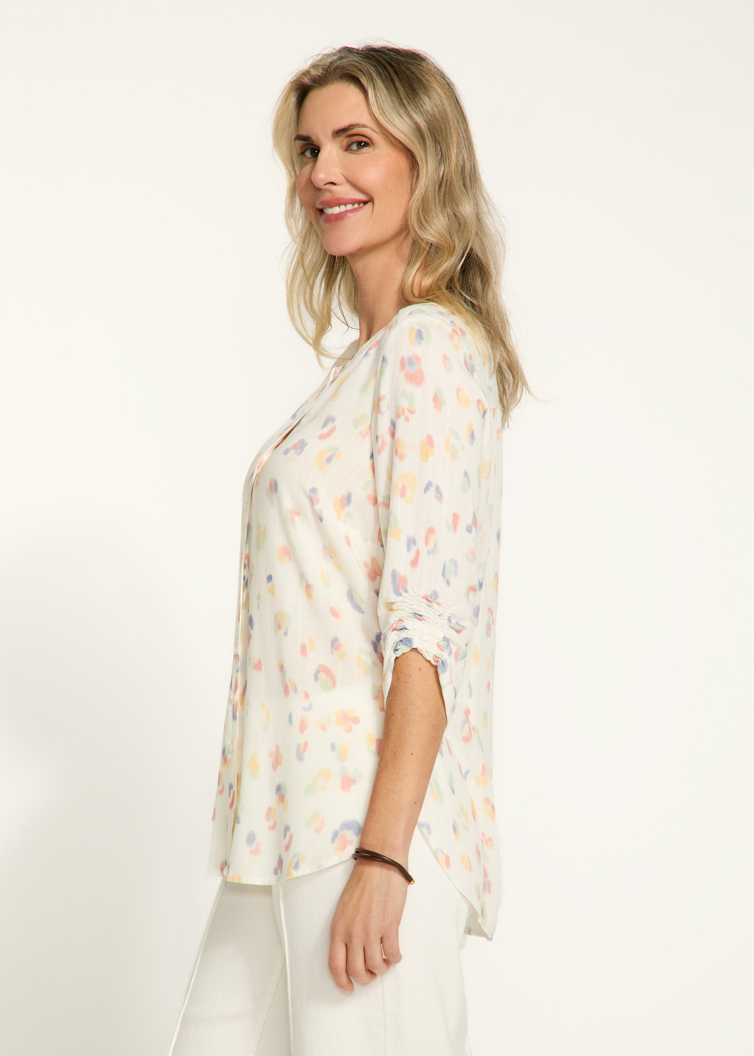 Smocked sleeve shirt