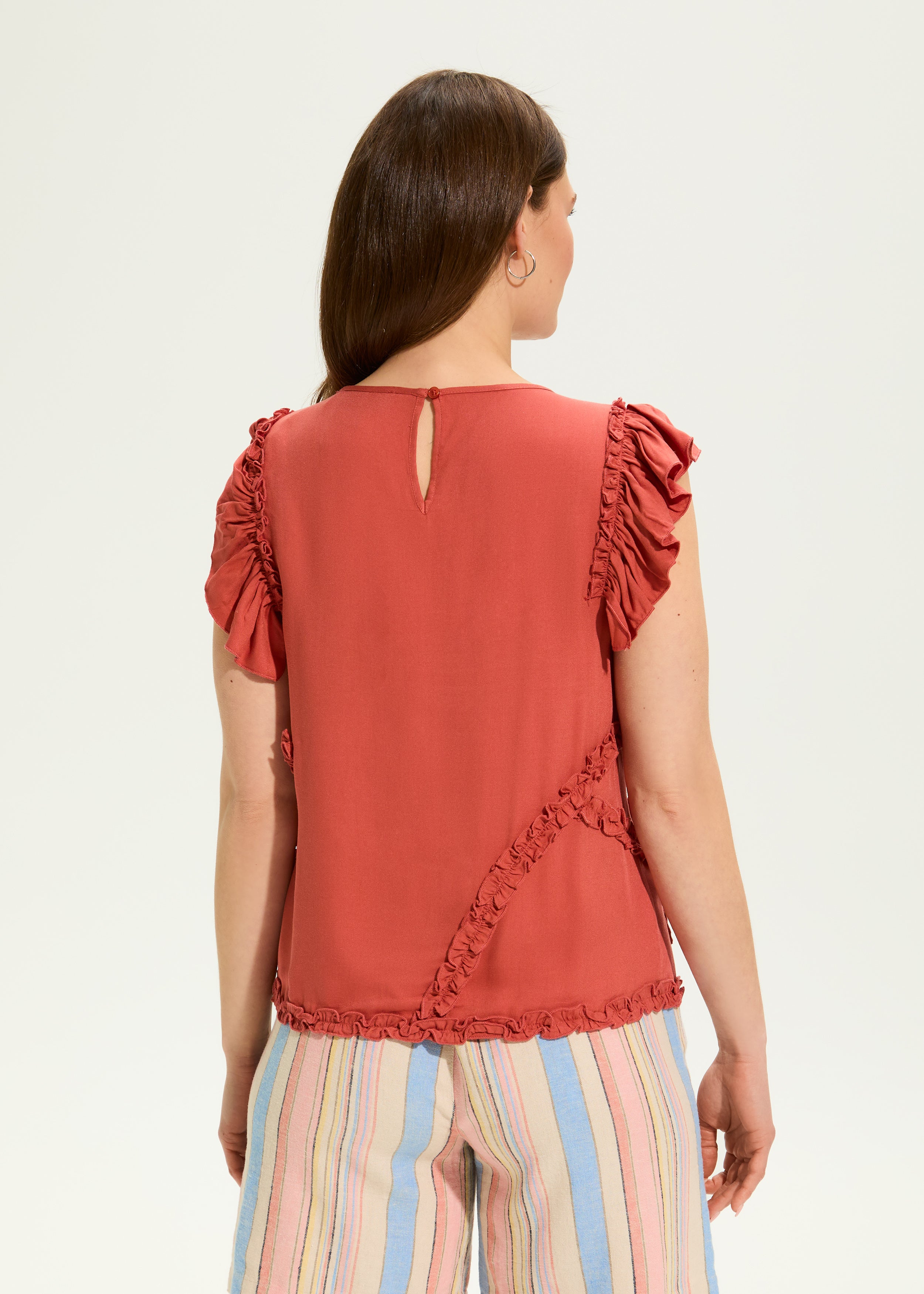 Embellished Flutter Sleeve Top