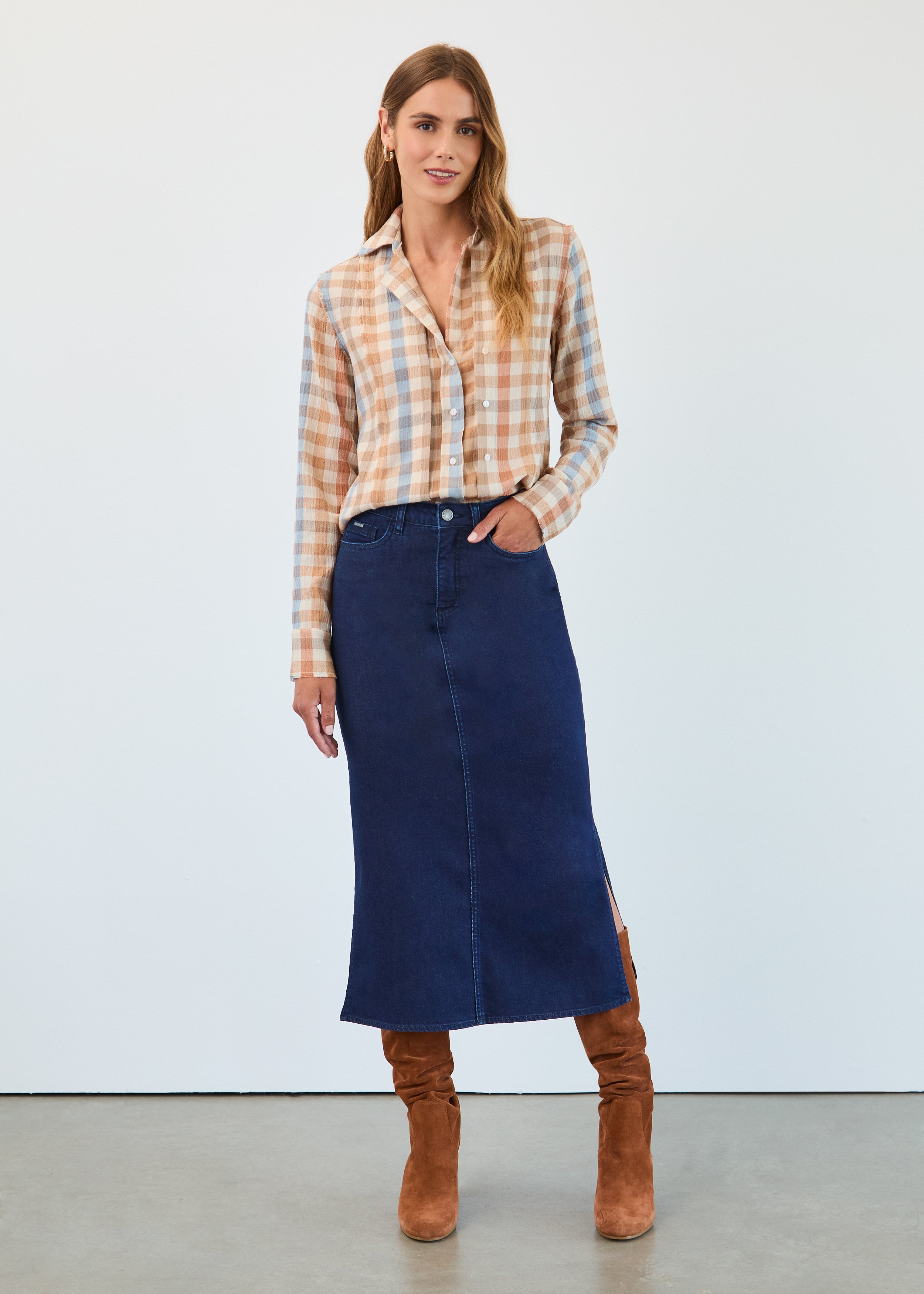 Long sleeve fringed gauze shirt