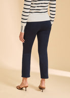 Back view of navy cropped jeans, highlighting clean pocket design by French Dressing Jeans (FDJ)