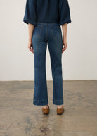Back view of medium blue Olivia denim showing structured patch pockets by French Dressing Jeans (FDJ)
