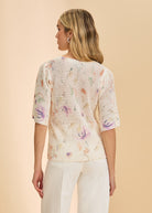 Back view of white/red stripe sweater showing back details and side pockets by French Dressing Jeans (FDJ)